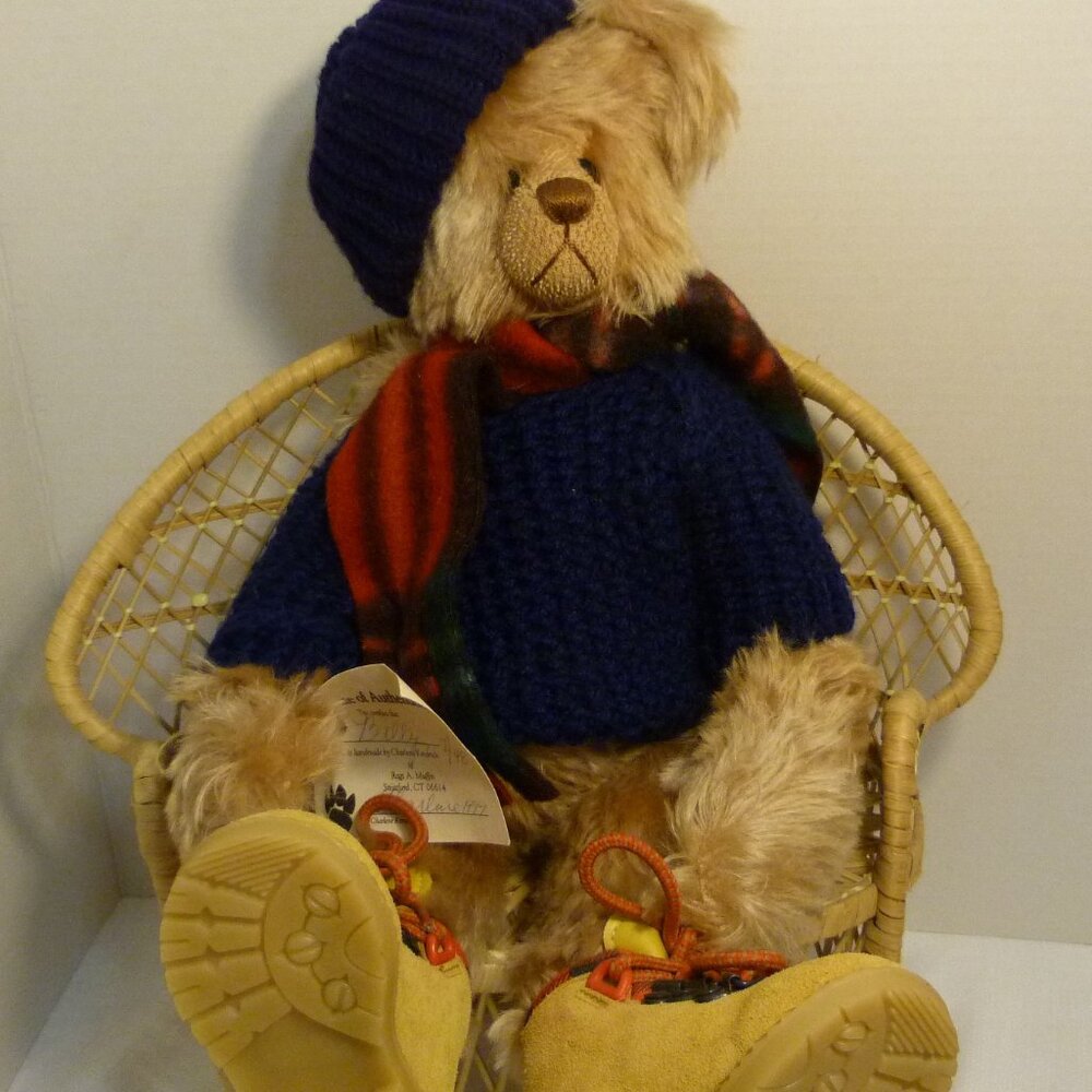 Rags A. Muffin Authentic Folk Art Handmade in USA Large Bear "Billy" Signed COA